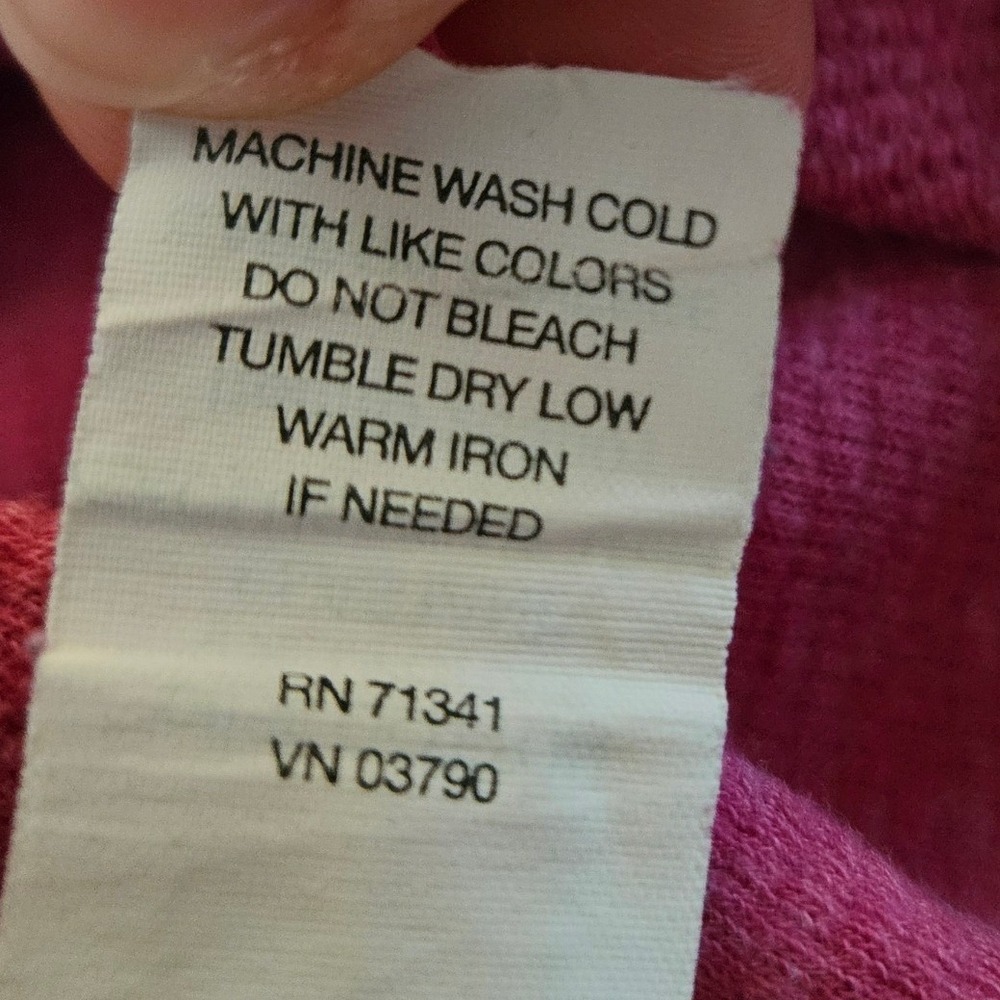 LL Bean Womens Raspberry Pink Waffle Knit Henley Top Long Sleeve Large Regular - Picture 8 of 9